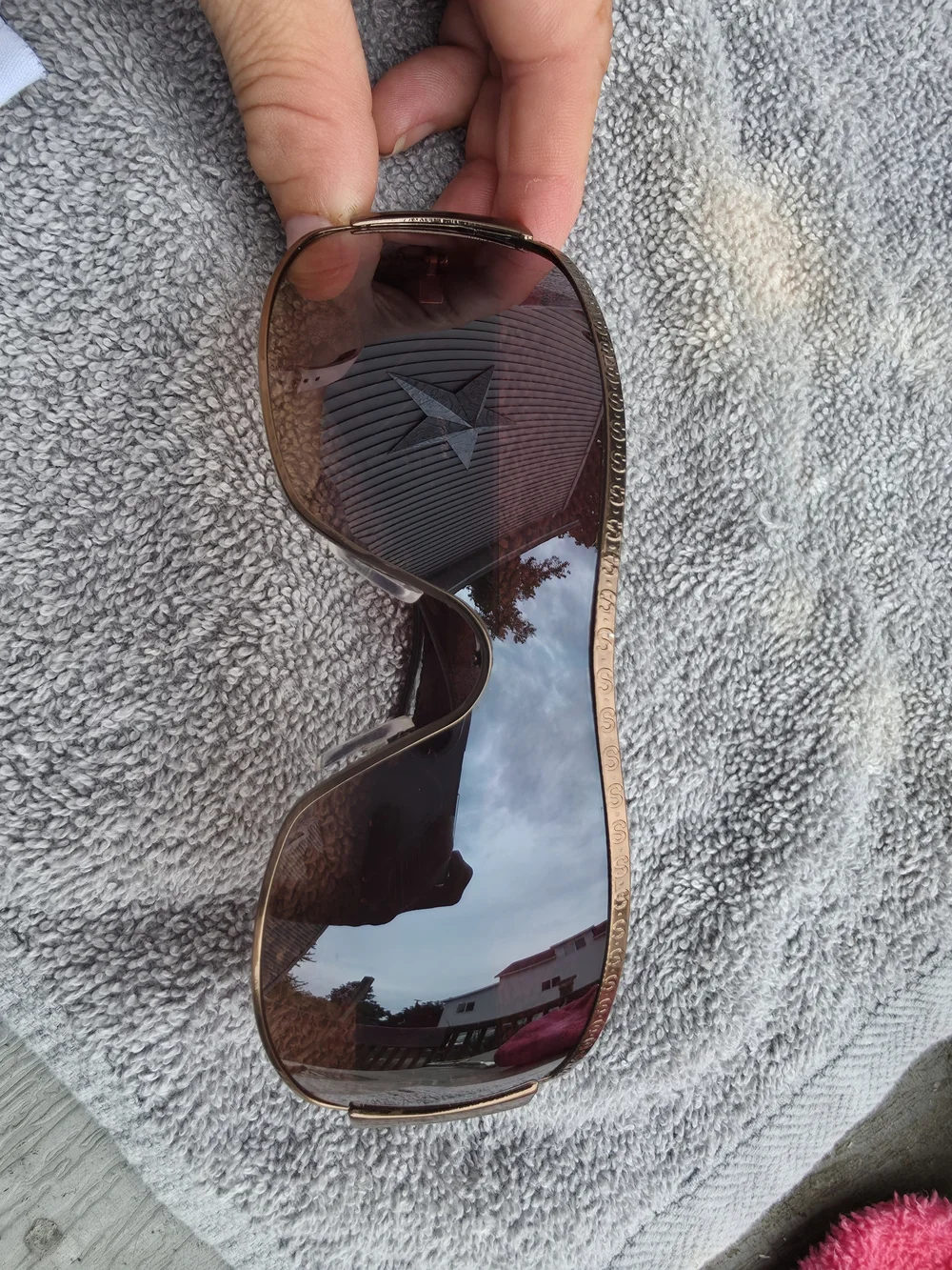 Monogram Designer Y2K Oversized Shield Sunglasses Brown Bronze Rhinestone Bling